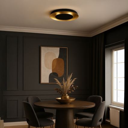 LED griestu lampa PIATTINO LED/30W/230V 3000/4000/6000K Ø 40 cm melna/zelta