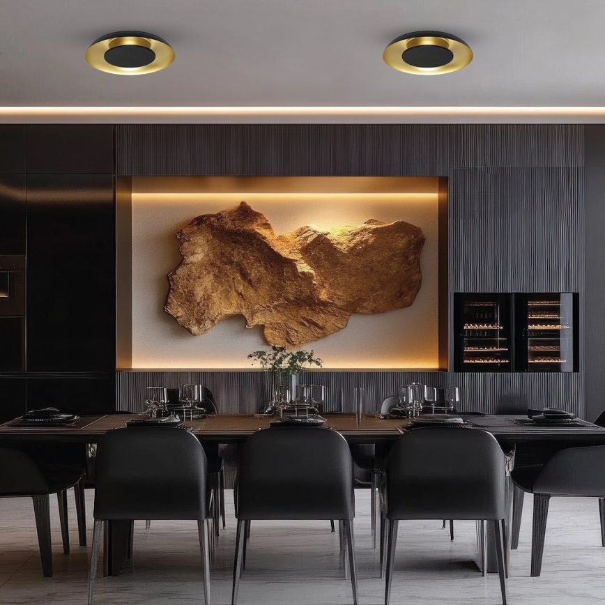 LED griestu lampa PIATTINO LED/30W/230V 3000/4000/6000K Ø 40 cm melna/zelta