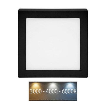 LED Griestu lampa RAFA LED/12W/230V 3000/4000/6000K 17x17 cm melna