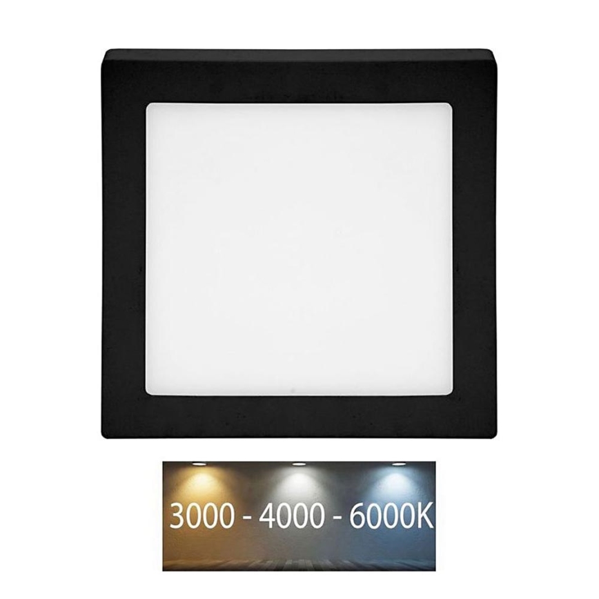 LED Griestu lampa RAFA LED/12W/230V 3000/4000/6000K 17x17 cm melna