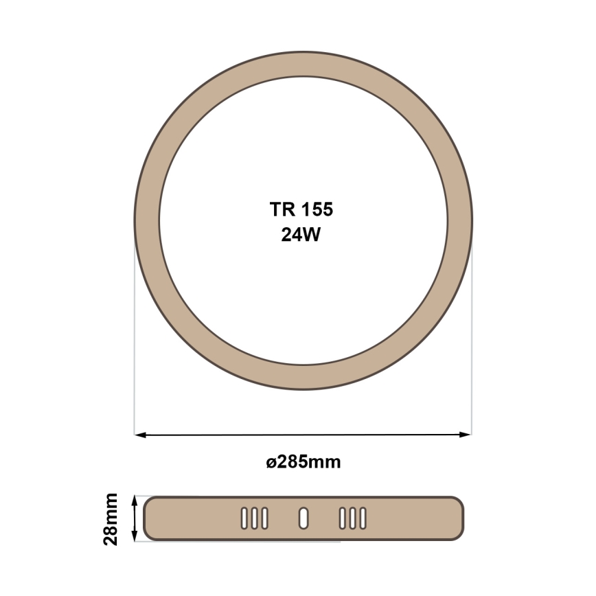 LED Griestu lampa RING LED/24W/230V 4200K d. 28,5 cm brūna