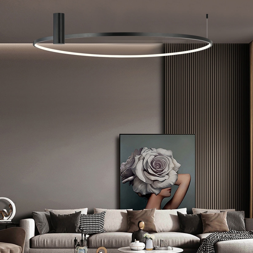 LED griestu lampa RING S LED/50W/230V 3000/4000/6000K Ø 90 cm melna