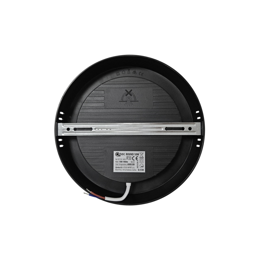 LED Griestu lampa ROUND LED/18W/230V 4000K d. 21,7 cm melna