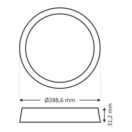 LED Griestu lampa ROUND LED/24W/230V 4000K d. 28,8 cm melna