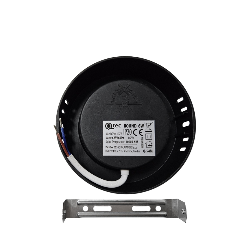 LED Griestu lampa ROUND LED/6W/230V 4000K d. 12,1 cm melna