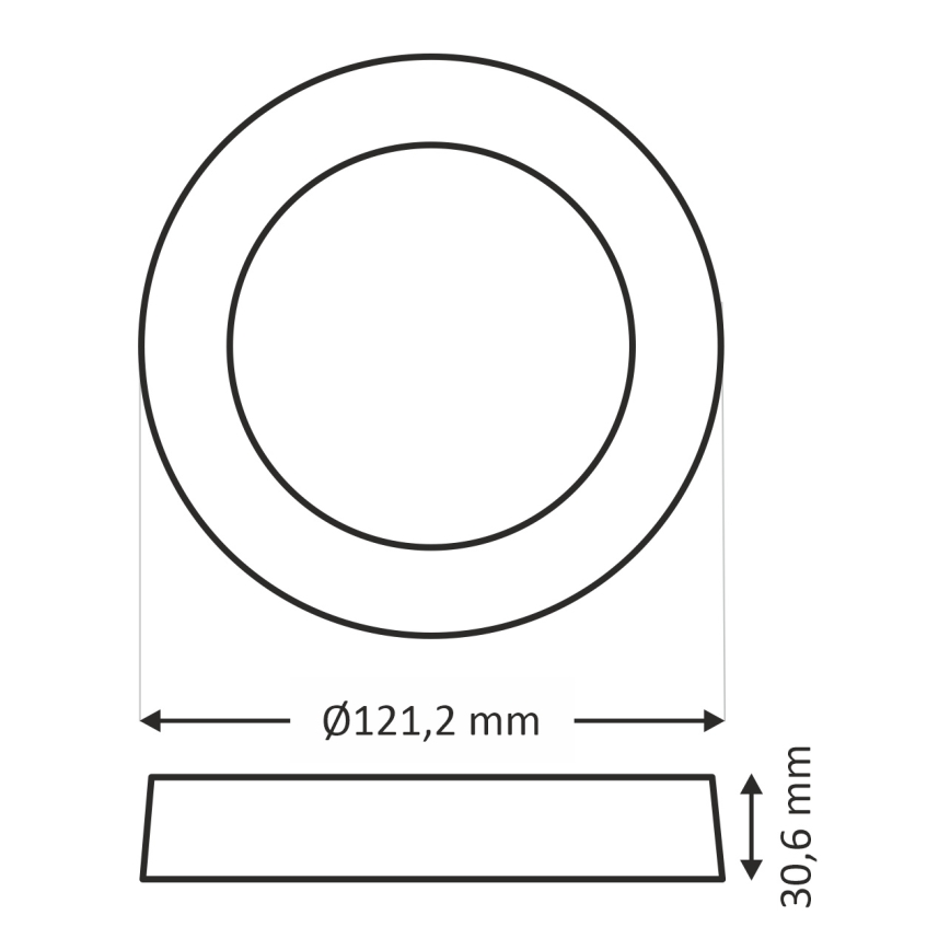 LED Griestu lampa ROUND LED/6W/230V 4000K d. 12,1 cm melna