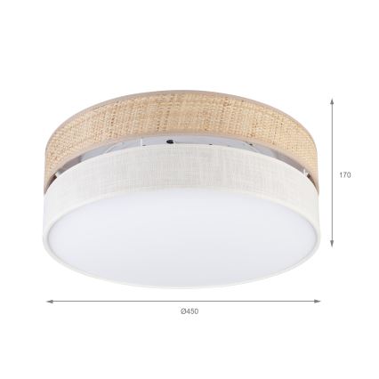 LED griestu gaismeklis SIRJA BOHO LED/36W/230V 4000K Ø 45 cm bēšs/krēmkrāsa