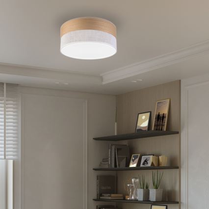 LED Griestu lampa SIRJA WOOD LED/20W/230V d. 35 cm balta/ozols