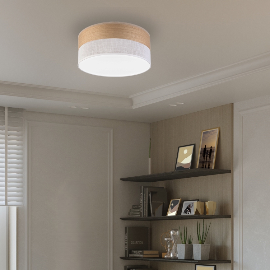 LED Griestu lampa SIRJA WOOD LED/20W/230V d. 35 cm balta/ozols