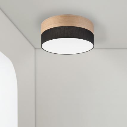 LED Griestu lampa SIRJA WOOD LED/20W/230V d. 35 cm melna/ozols