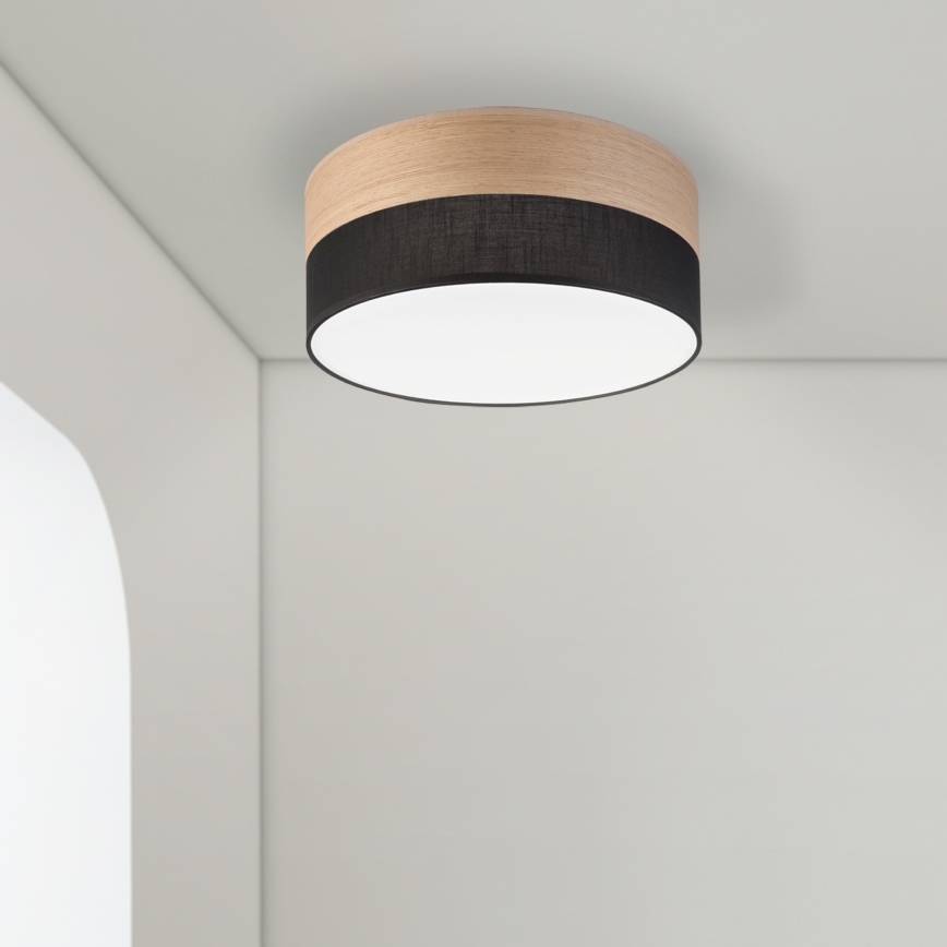LED Griestu lampa SIRJA WOOD LED/20W/230V d. 35 cm melna/ozols