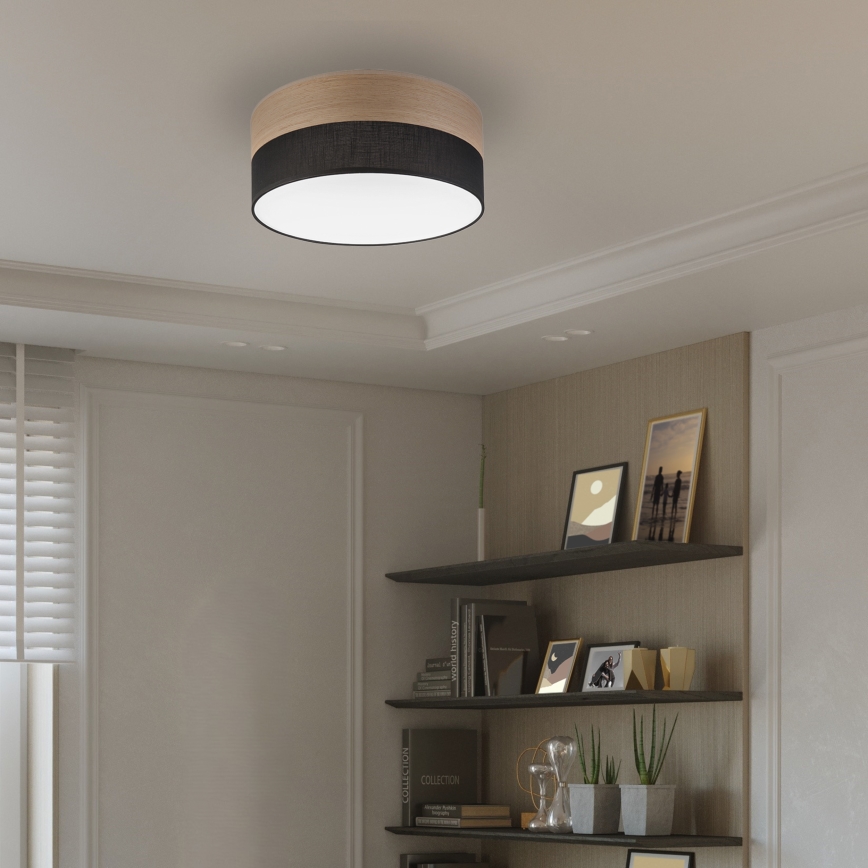 LED Griestu lampa SIRJA WOOD LED/20W/230V d. 35 cm melna/ozols