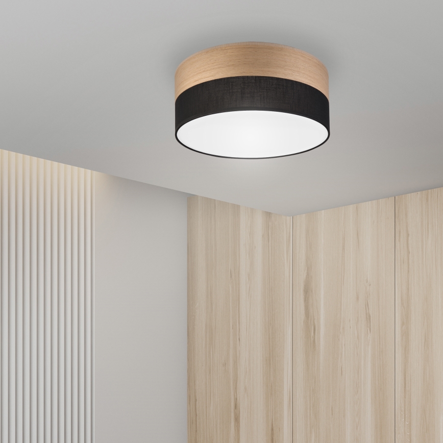 LED Griestu lampa SIRJA WOOD LED/20W/230V d. 35 cm melna/ozols