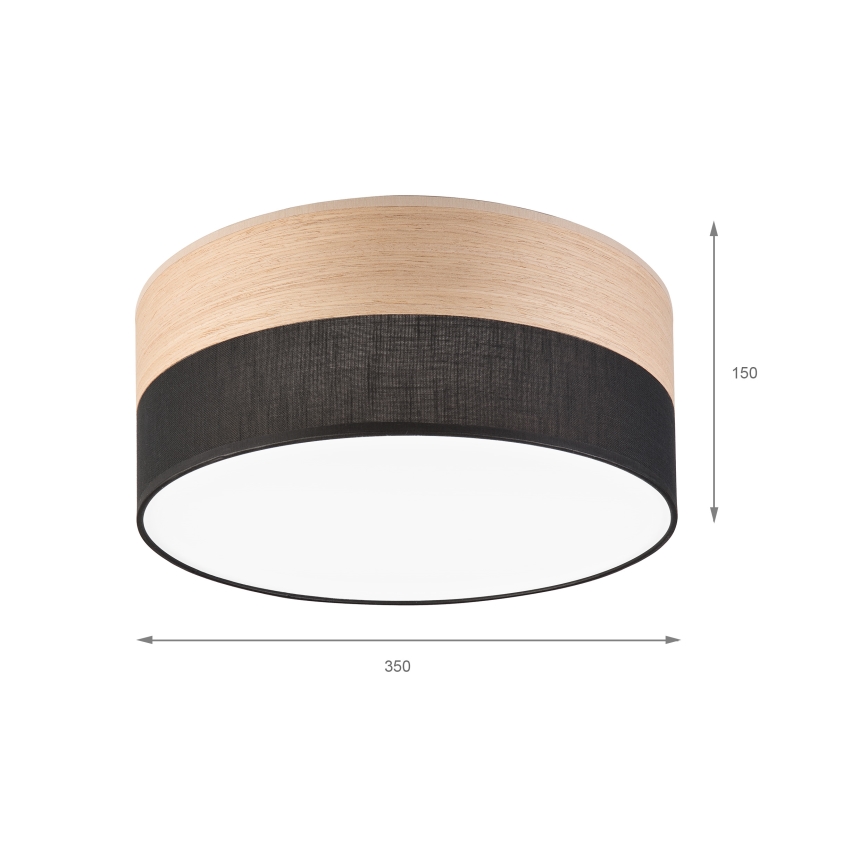 LED Griestu lampa SIRJA WOOD LED/20W/230V d. 35 cm melna/ozols