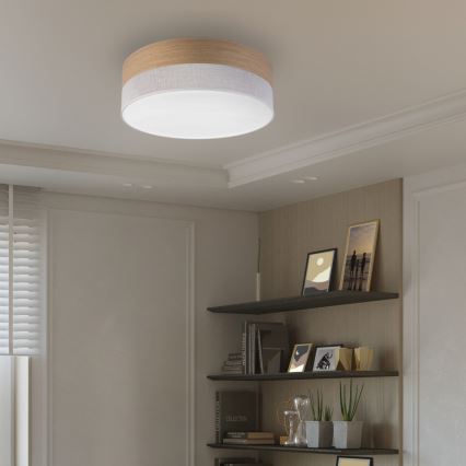 LED Griestu lampa SIRJA WOOD LED/36W/230V d. 45 cm balta/ozols