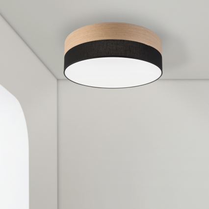 LED Griestu lampa SIRJA WOOD LED/36W/230V d. 45 cm melna/ozols