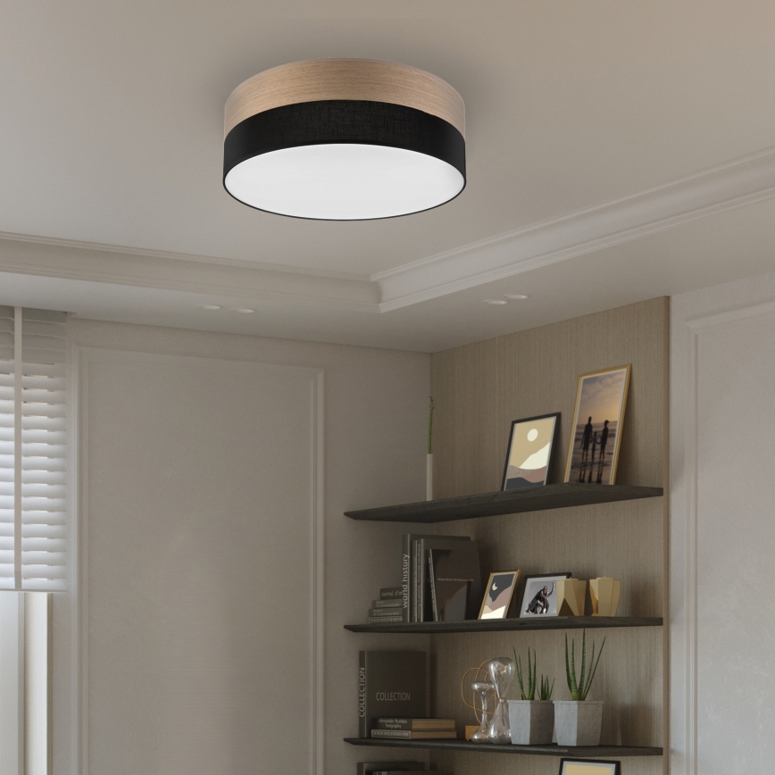 LED Griestu lampa SIRJA WOOD LED/36W/230V d. 45 cm melna/ozols