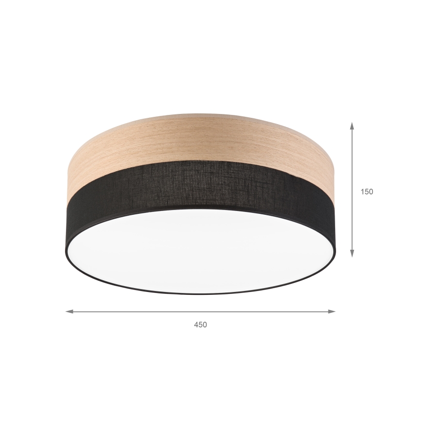 LED Griestu lampa SIRJA WOOD LED/36W/230V d. 45 cm melna/ozols