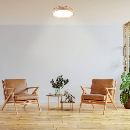LED vannas istabas koka griestu gaismeklis LED/12W/230V Ø 27 cm IP44 ozols