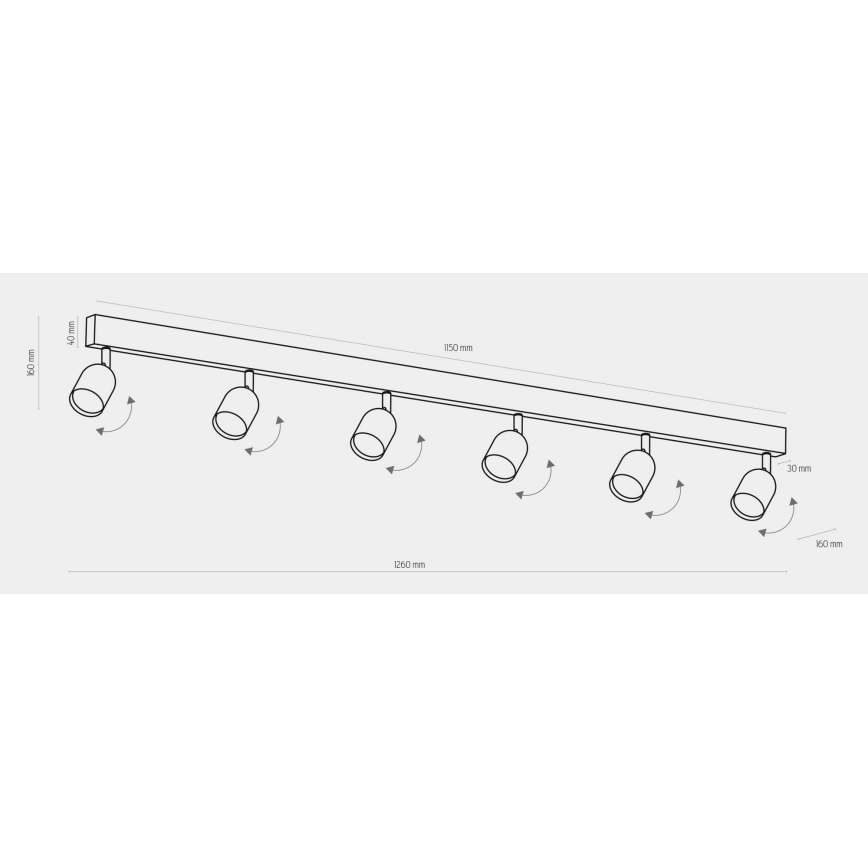 LED griestu spotu gaismeklis TOP 6xGU10/10W/230V zelta/melna
