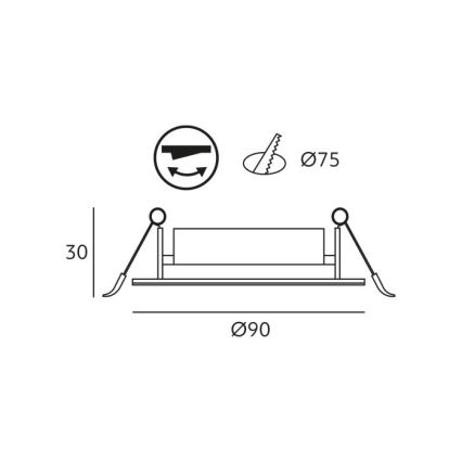 LED iebūvējamais griestu gaismeklis BRINO LED/3/5/7W/230V 3000/4000/6500K melns