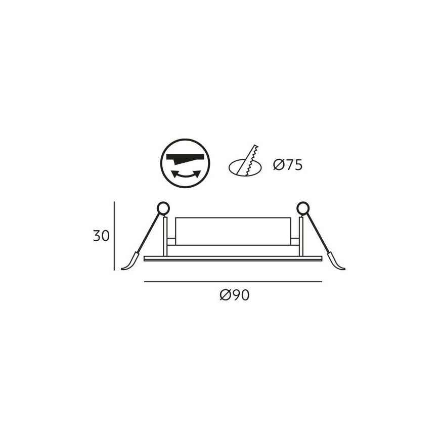 LED iebūvējamais griestu gaismeklis BRINO LED/3/5/7W/230V 3000/4000/6500K melns