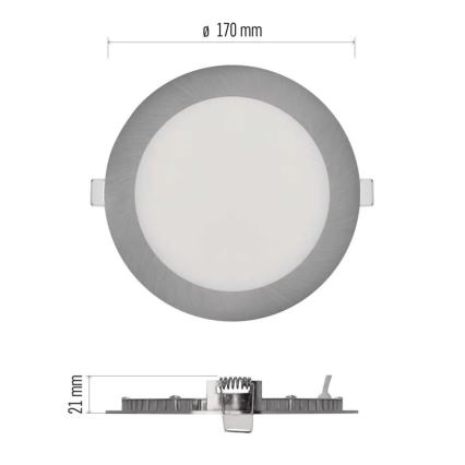 LED iebūvējamais griestu gaismeklis NEXXO LED/12,5W/230V 3000/3500/4000K sudraba Ø 17 cm