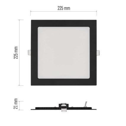 LED iebūvējamais griestu gaismeklis NEXXO LED/18W/230V 3000/3500/4000K melns 22,5 x 22,5 cm