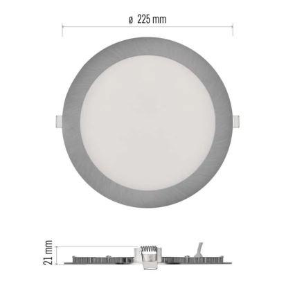 LED iebūvējamais griestu gaismeklis NEXXO LED/18W/230V 3000/3500/4000K sudraba Ø 22,5 cm
