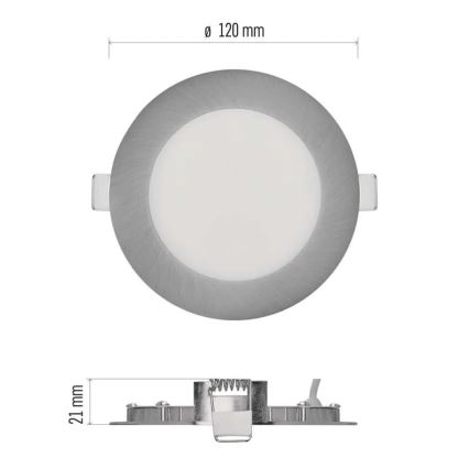 LED iebūvējamais griestu gaismeklis NEXXO LED/7W/230V 3000/3500/4000K sudraba Ø 12 cm
