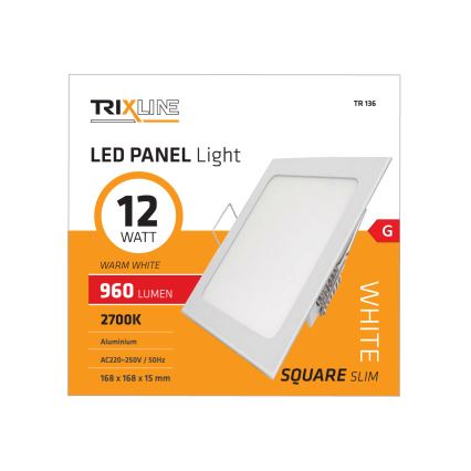 LED iebūvējams griestu gaismeklis SQUARE LED/12W/230V 2700K