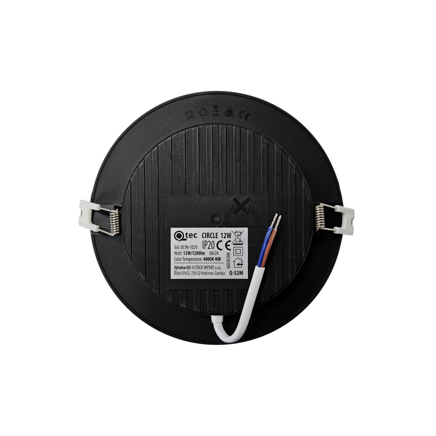 LED Iegremdējama lampa CIRCLE LED/12W/230V 4000K d. 17 cm melna
