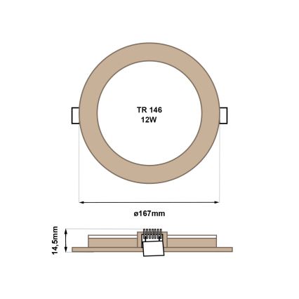 LED Iegremdējama lampa CIRCLE LED/12W/230V 4200K d. 16,7 cm brūna