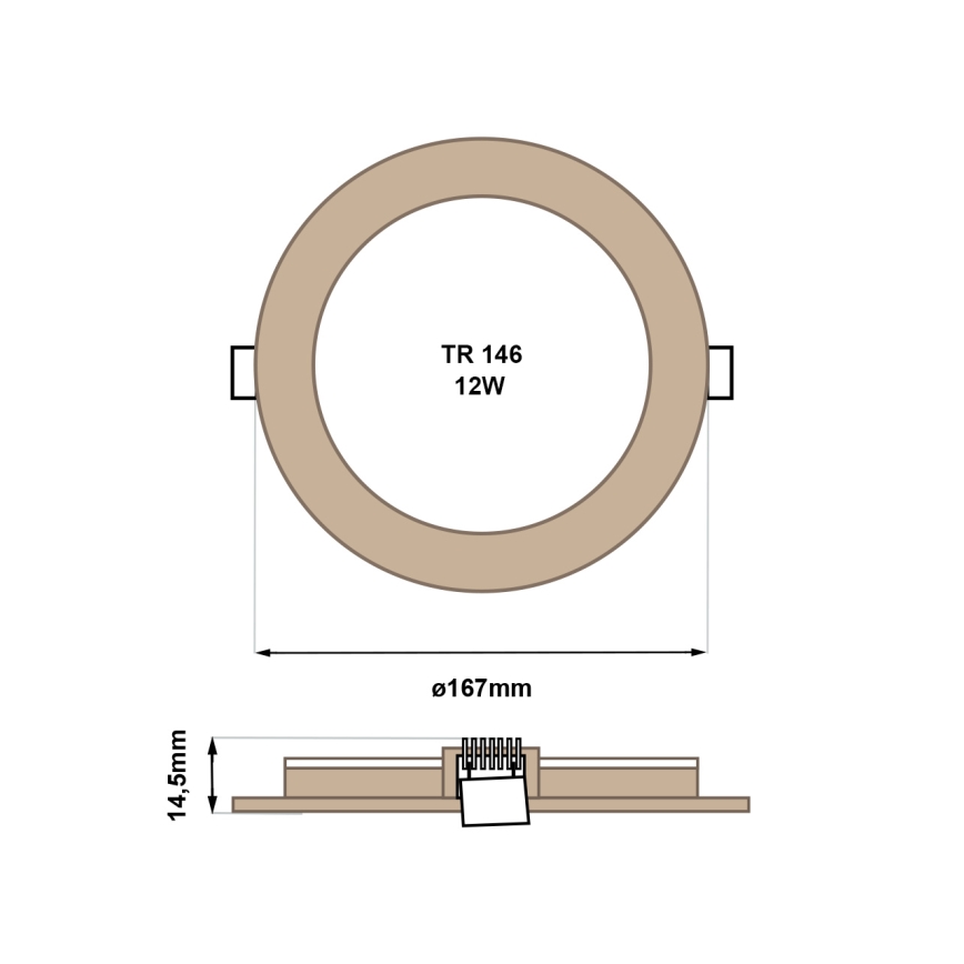 LED Iegremdējama lampa CIRCLE LED/12W/230V 4200K d. 16,7 cm brūna