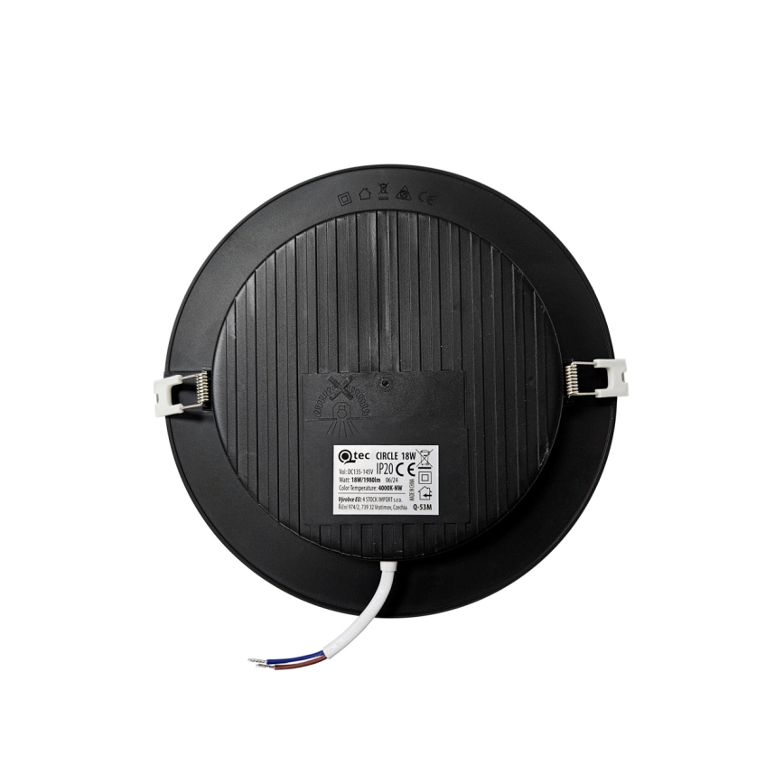 LED Iegremdējama lampa CIRCLE LED/18W/230V 4000K d. 22 cm melna