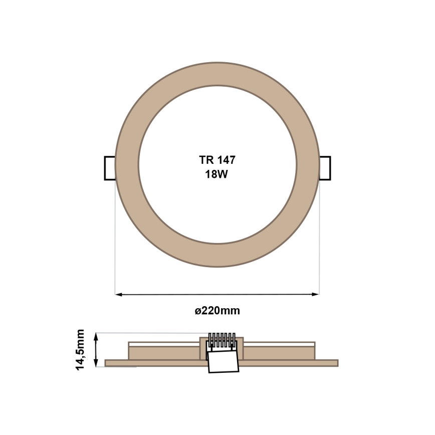 LED Iegremdējama lampa CIRCLE LED/18W/230V 4200K d. 22 cm brūna