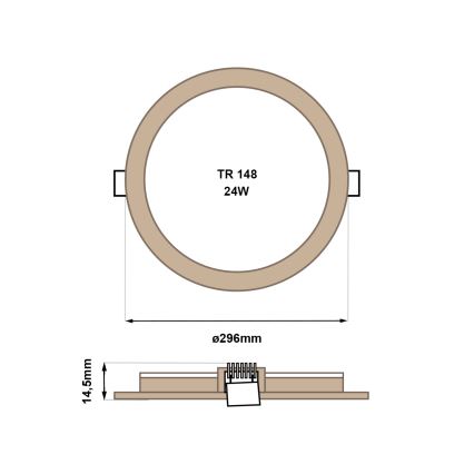 LED Iegremdējama lampa CIRCLE LED/24W/230V 4200K d. 29,6 cm brūna