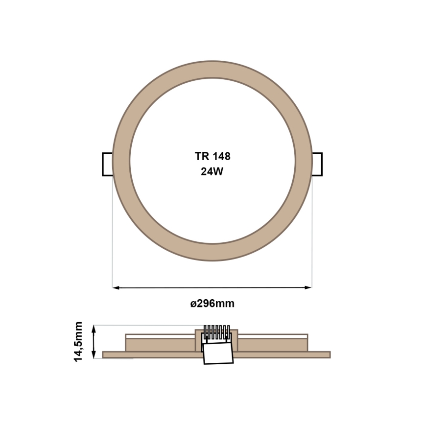 LED Iegremdējama lampa CIRCLE LED/24W/230V 4200K d. 29,6 cm brūna