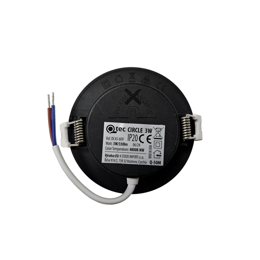 LED Iegremdējama lampa CIRCLE LED/3W/230V 4000K d. 9 cm melna