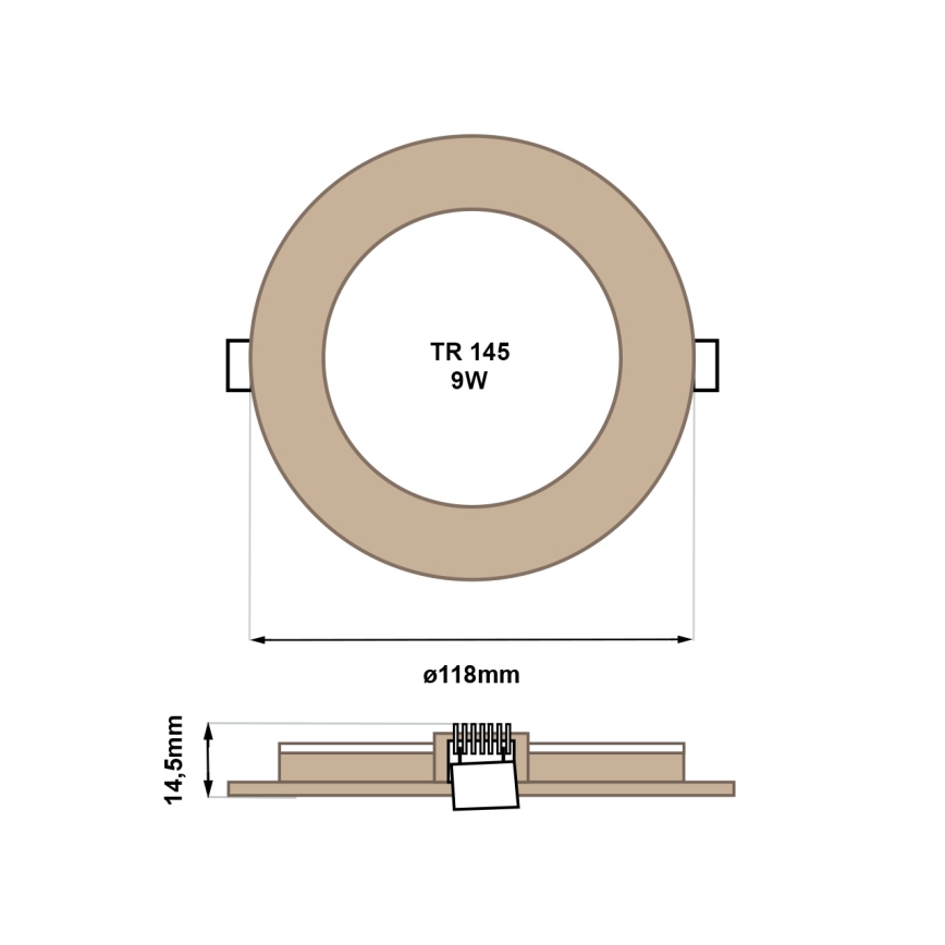 LED Iegremdējama lampa CIRCLE LED/6W/230V 4200K d. 11,8 cm brūna