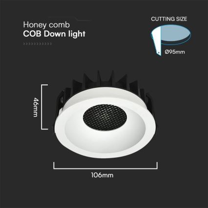 LED Iegremdējama lampa LED/18W/230V 3000/4000/6400K d. 10,6 cm balta