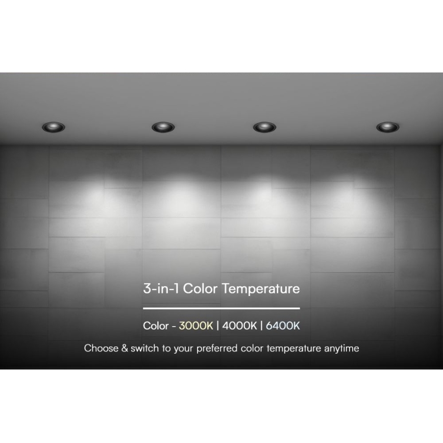 LED Iegremdējama lampa LED/18W/230V 3000/4000/6400K ø 10,6 cm melna