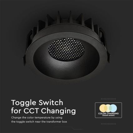 LED Iegremdējama lampa LED/18W/230V 3000/4000/6400K ø 10,6 cm melna