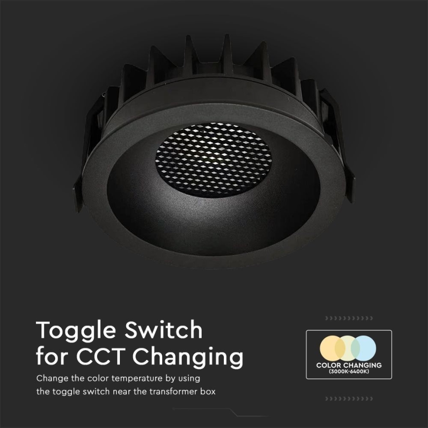LED Iegremdējama lampa LED/18W/230V 3000/4000/6400K ø 10,6 cm melna