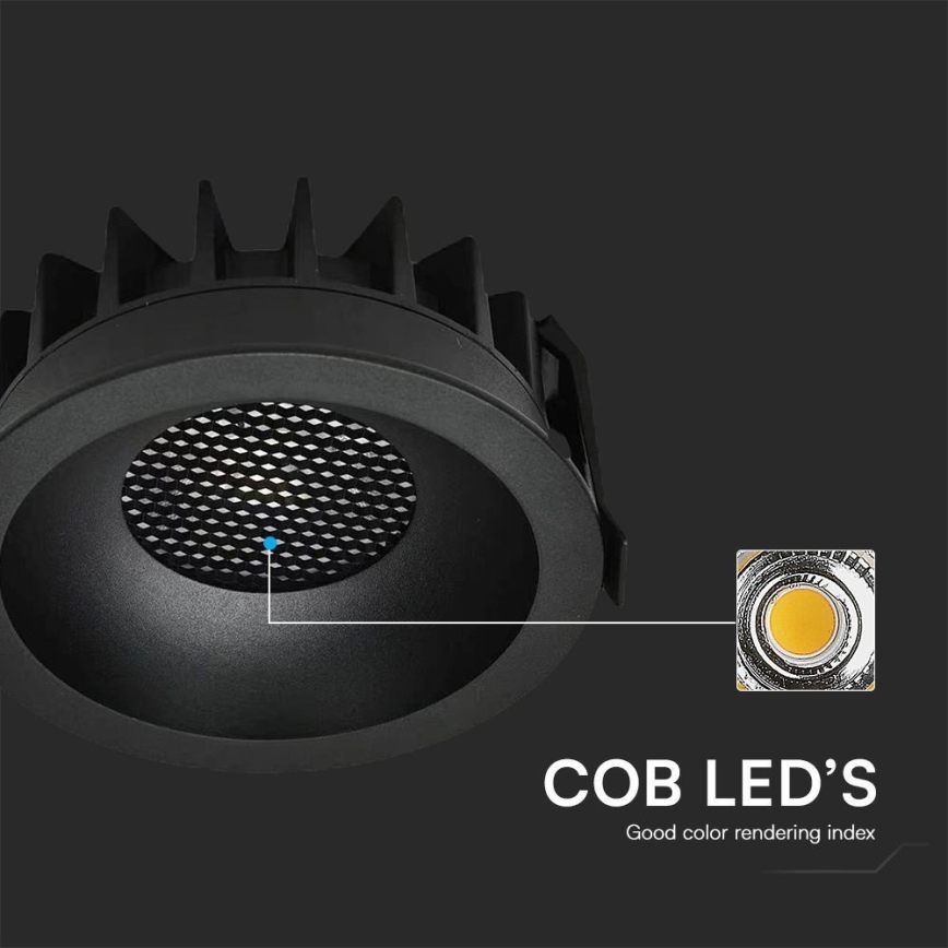LED Iegremdējama lampa LED/18W/230V 3000/4000/6400K ø 10,6 cm melna