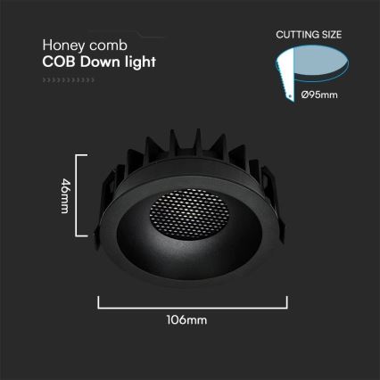 LED Iegremdējama lampa LED/18W/230V 3000/4000/6400K ø 10,6 cm melna