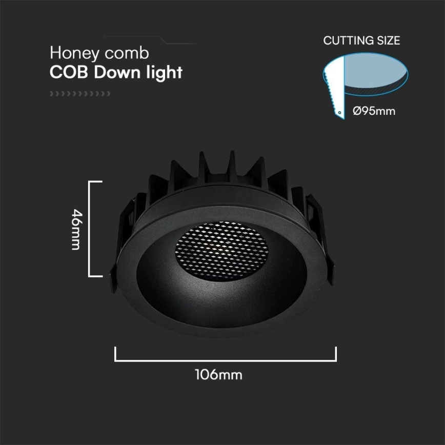 LED Iegremdējama lampa LED/18W/230V 3000/4000/6400K ø 10,6 cm melna