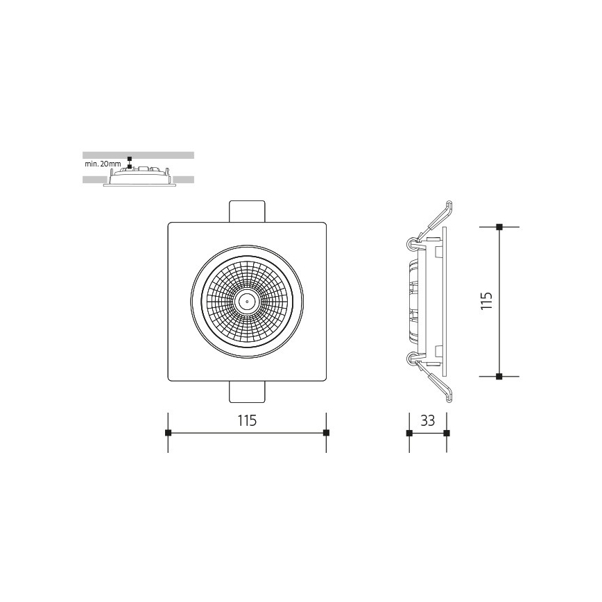 LED Iegremdējama lampa LED/18W/230V 4000K 11,5x11,5 cm balta