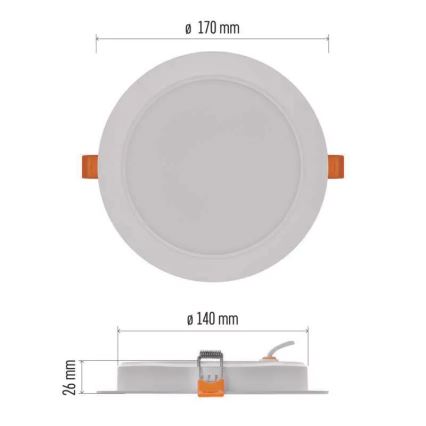 LED Iegremdējama lampa LED/18W/230V d. 17 cm balta
