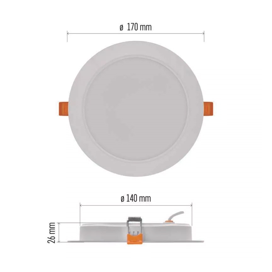 LED Iegremdējama lampa LED/18W/230V d. 17 cm balta